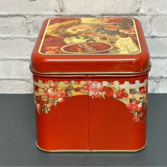 Coca-Cola Coke Vintage 6 in. Square Tin Decor Woman Floral Logo - Picture 3 of 13